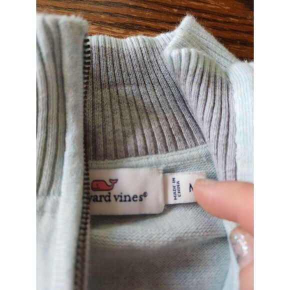 Vineyard Vines Crystal blue 1/4 zip cotton sweater sz Medium - Picture 2 of 5
